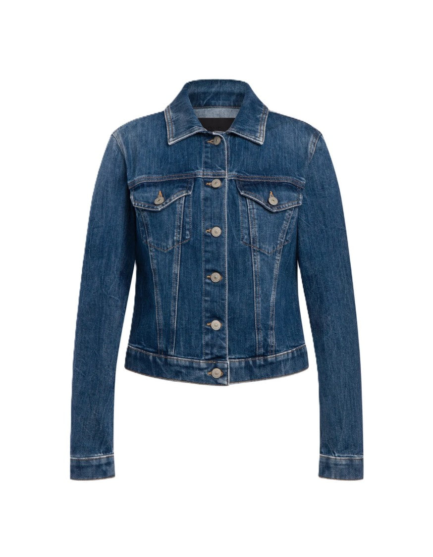 Dondup Fitted Medium Blue Denim Jacket With Button-Down Front