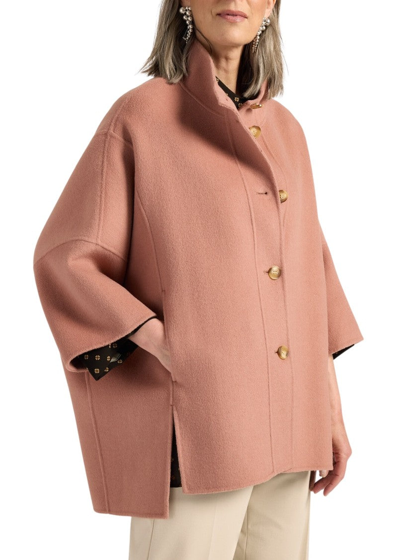 Elena Miro` Wide-Line Double Wool-Blend Cape
