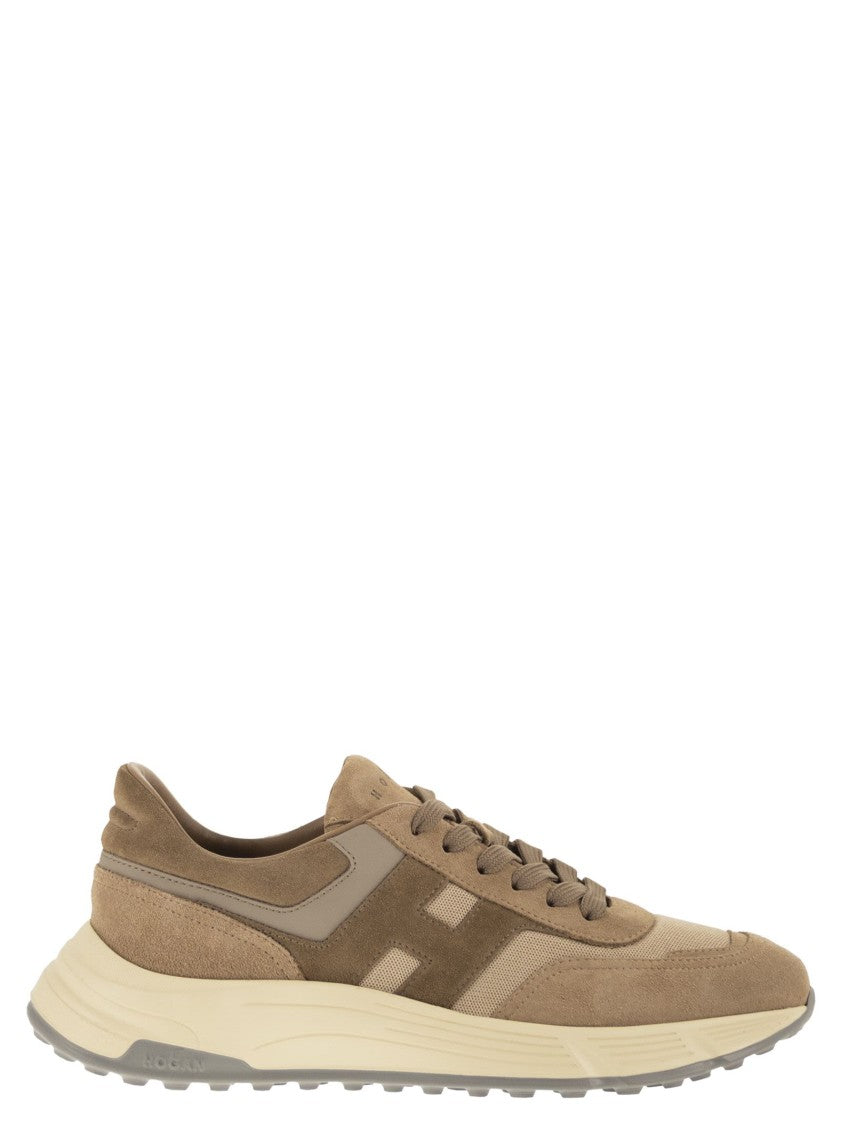Hogan Fluid Suede And Fabric Sneakers