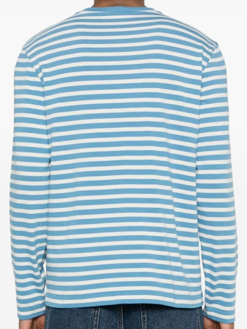 Maison Kitsuné Long-Sleeve Striped Tee With Classic Crew Neckline And Embroidered Detail