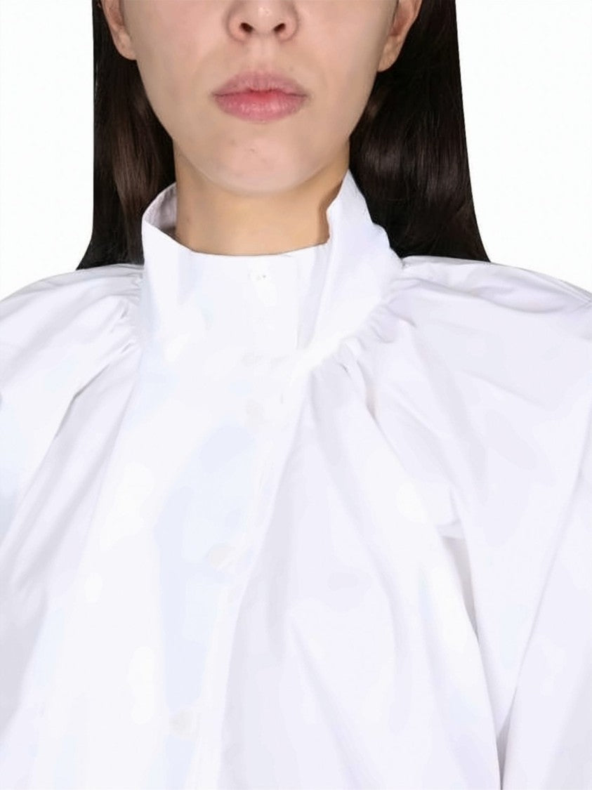 Patou Voluminous White Cotton Shirt With Puffed Shoulders