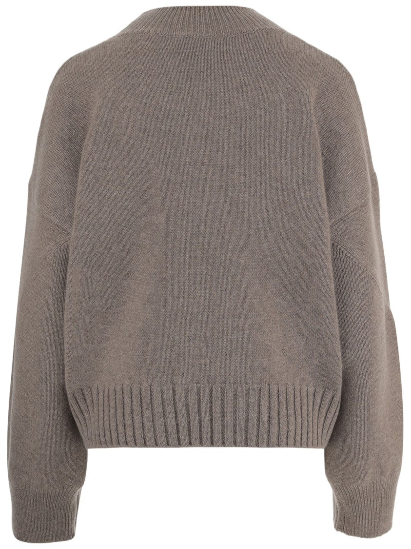 Malo Beige Curved Hem Cashmere Sweater