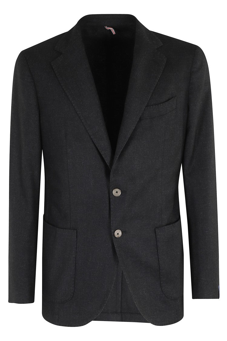 Santaniello Single-Breasted Black Wool Blend Jacket