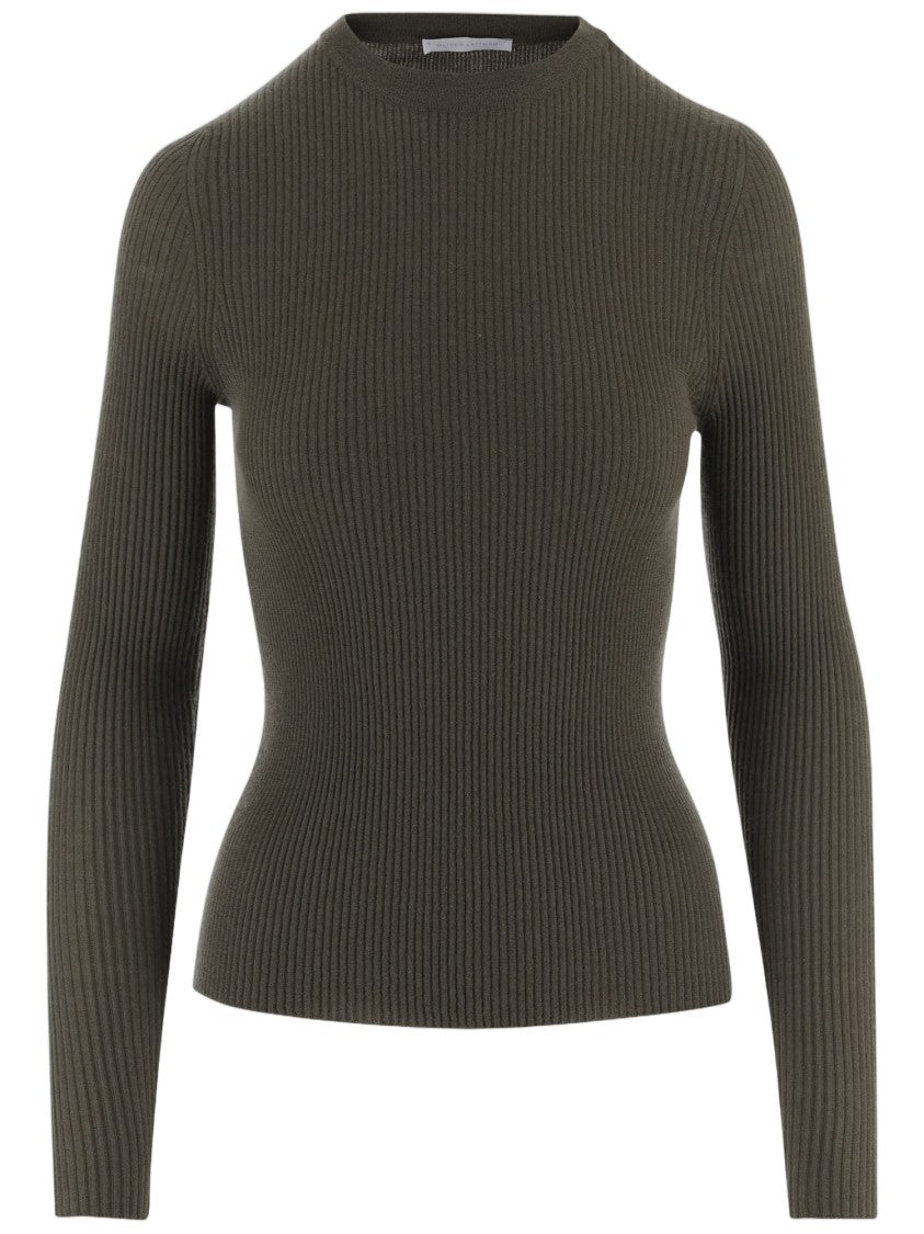 Oliver Lattughi Army Green Ribbed Cashmere Sweater