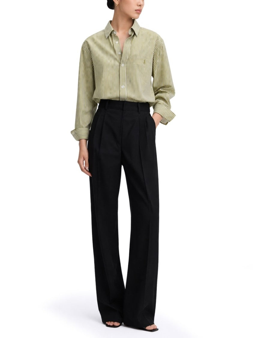 Saint Laurent Cassandre Vertical Striped Cotton Shirt