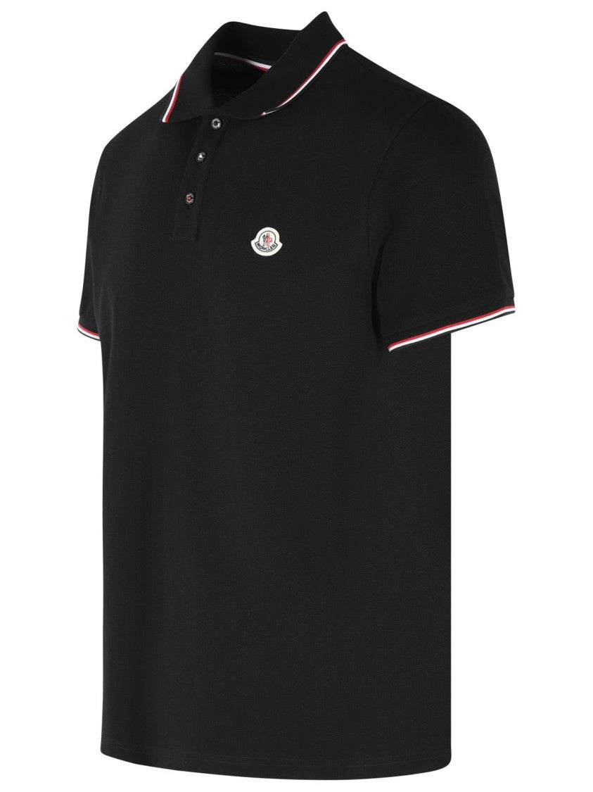 Moncler Black Cotton Polo Shirt