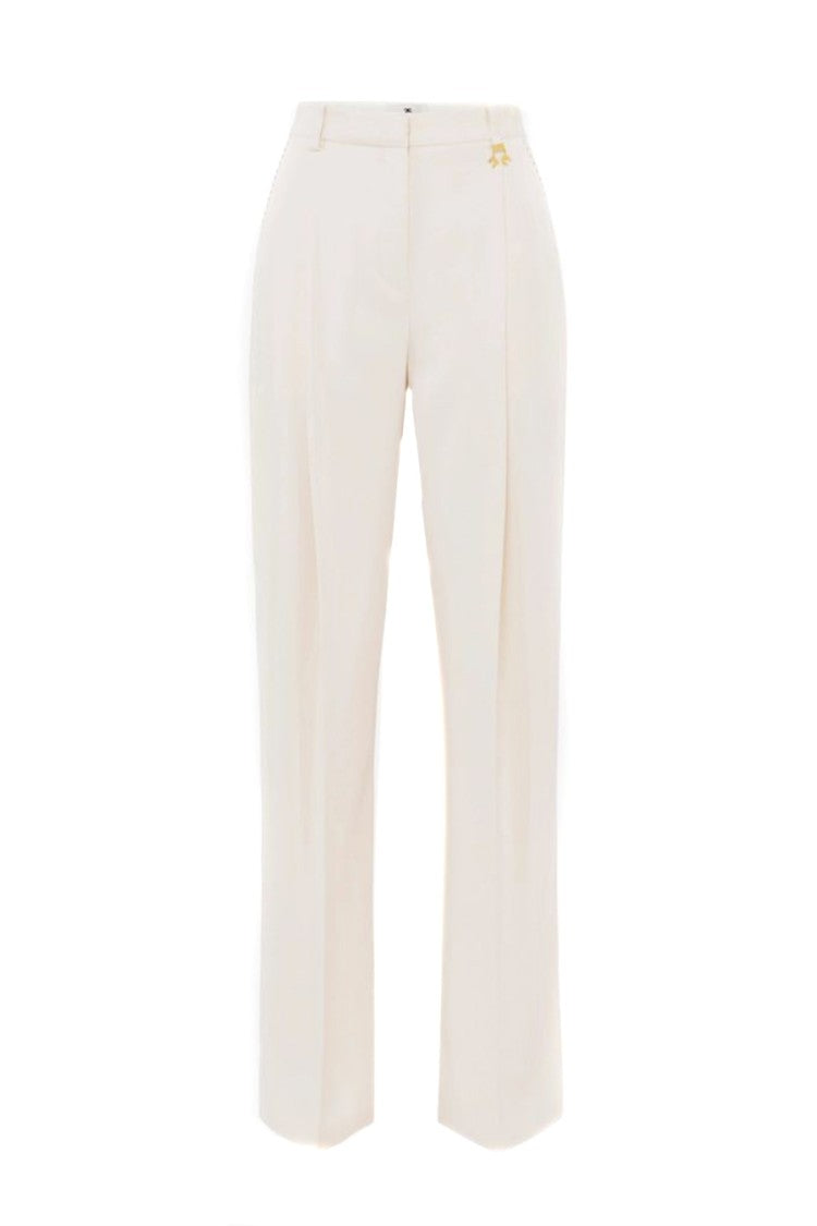 Elisabetta Franchi Tailored Beige Trousers With High Waist