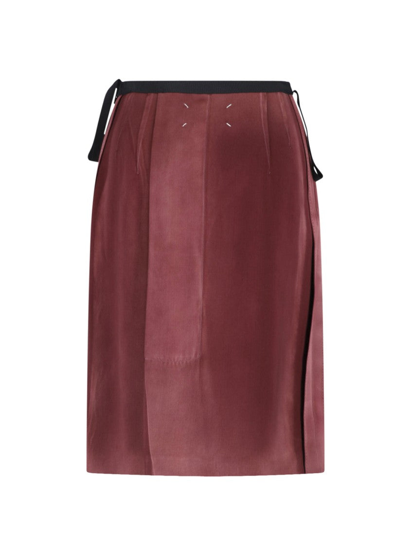 Maison Margiela Bordeaux Viscose Midi Darts Skirt