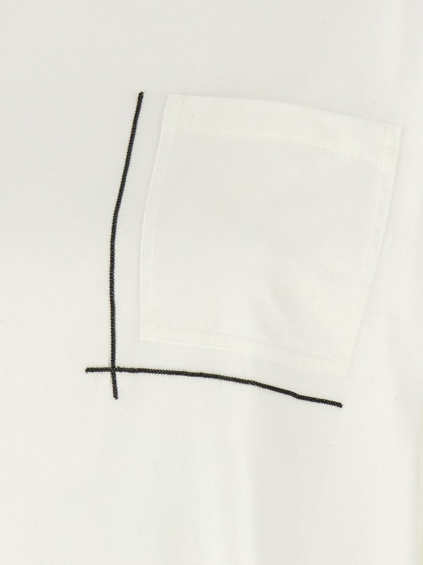 Brunello Cucinelli Cotton T-Shirt With Monile Detail And Crewneck