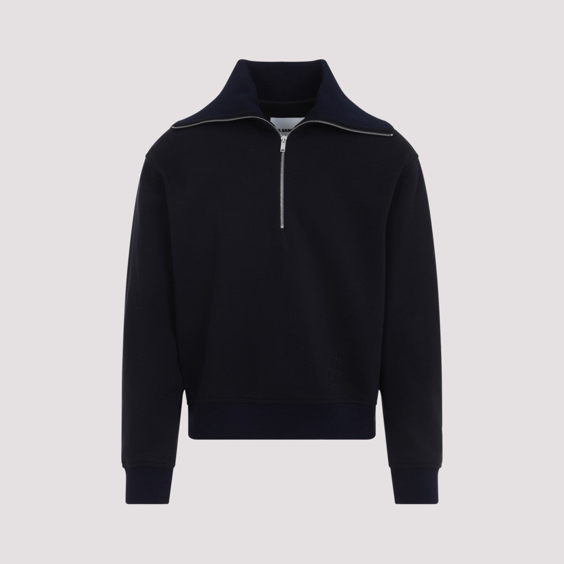 Jil Sander Half-Zip Stand Collar Cotton Sweatshirt