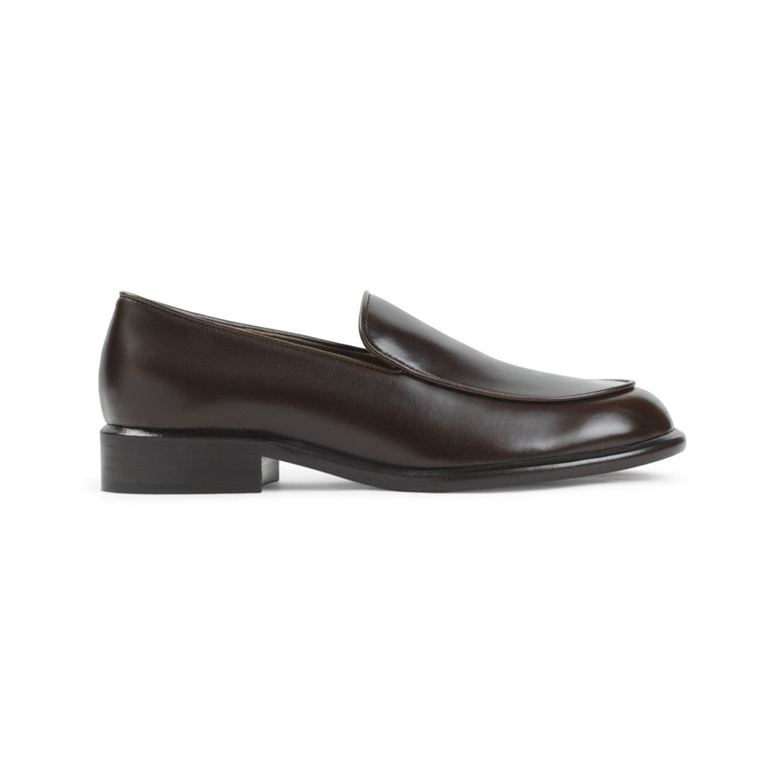Khaite Polished Leather Loafers With Rounded Toe And Subtle Seam Detail