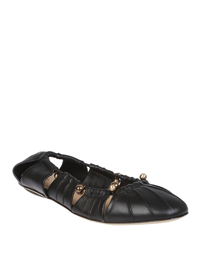 Chloé Pleated Black Ballerina Flats
