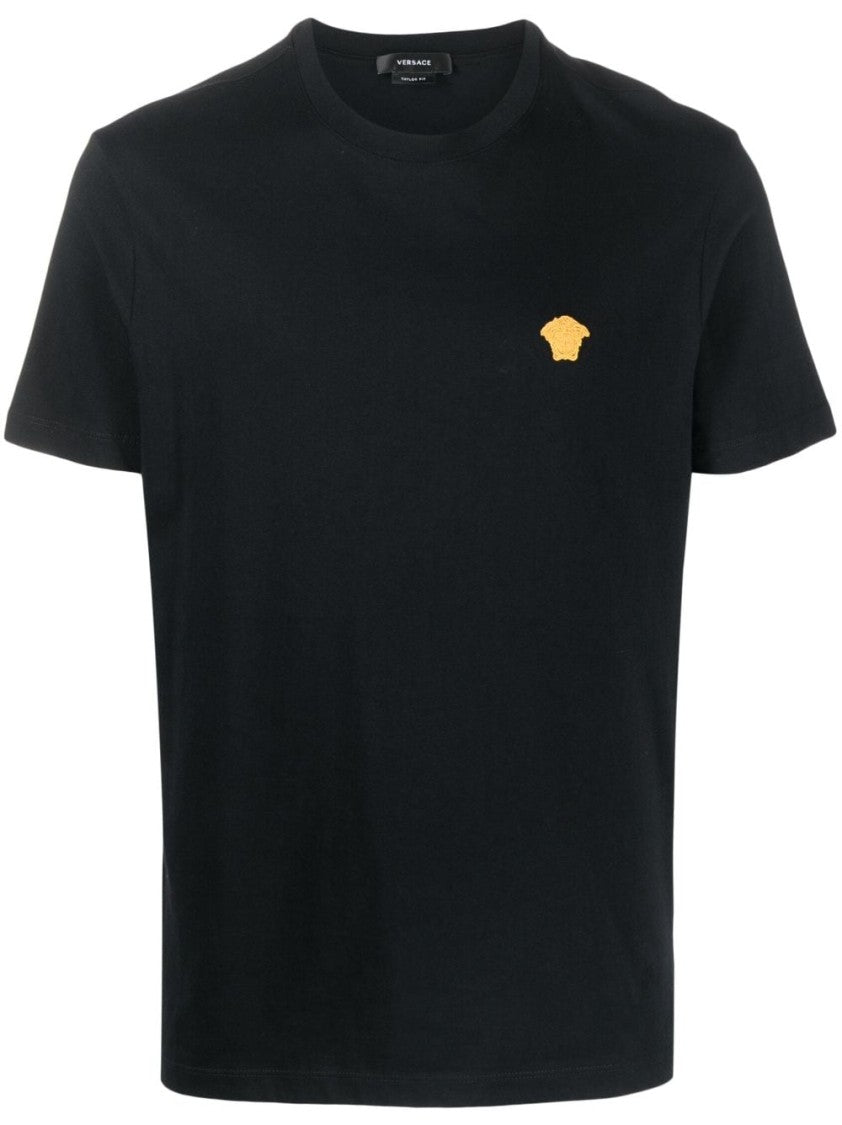 Versace Black Cotton T-Shirt With Iconic Medusa Logo