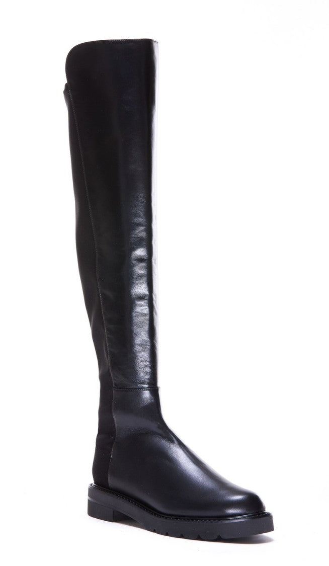 Stuart Weitzman Black 5050 Lift Leather-Suede Over-The-Knee Boots