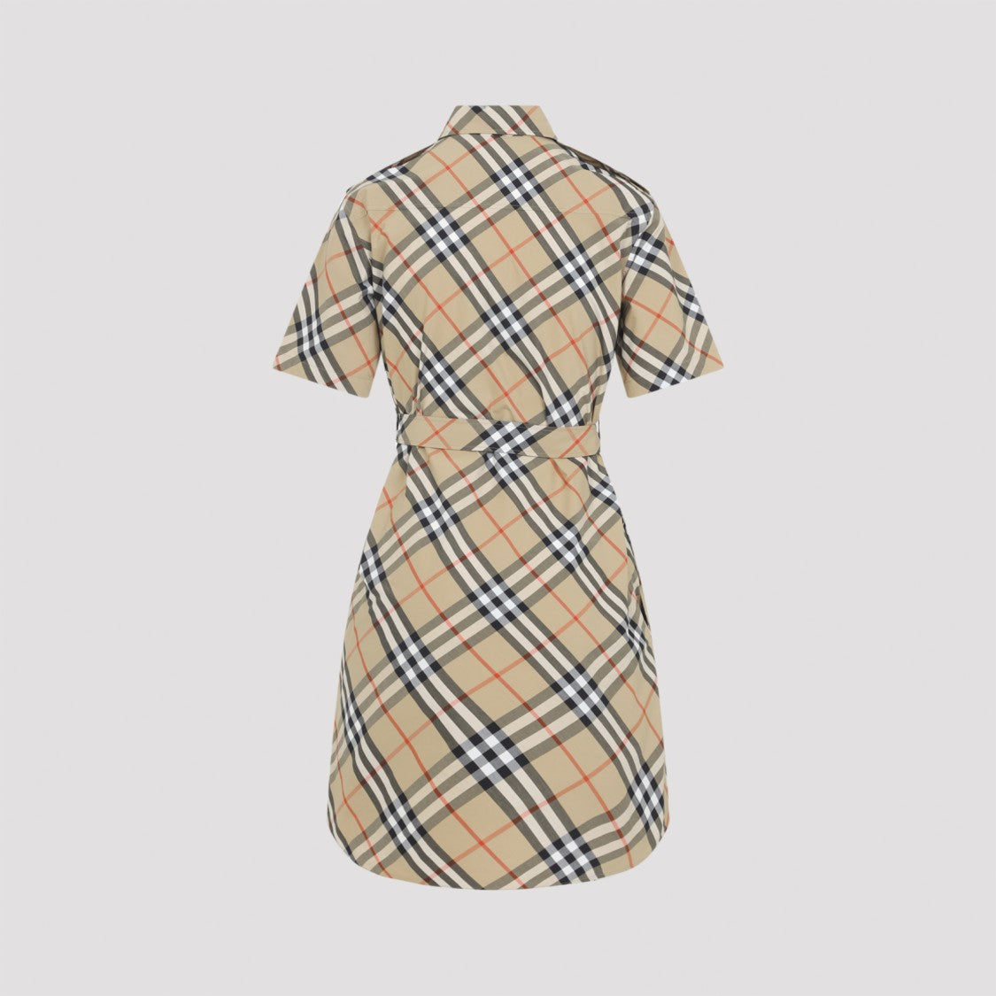 Burberry Check Beige Cotton Midi Dress