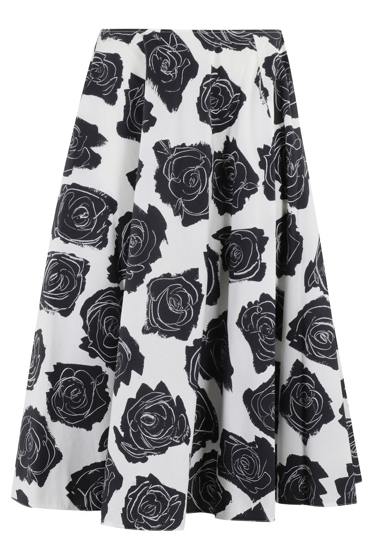 Marni Floral Print Midi Skirt With Discreet Zipper Closure
