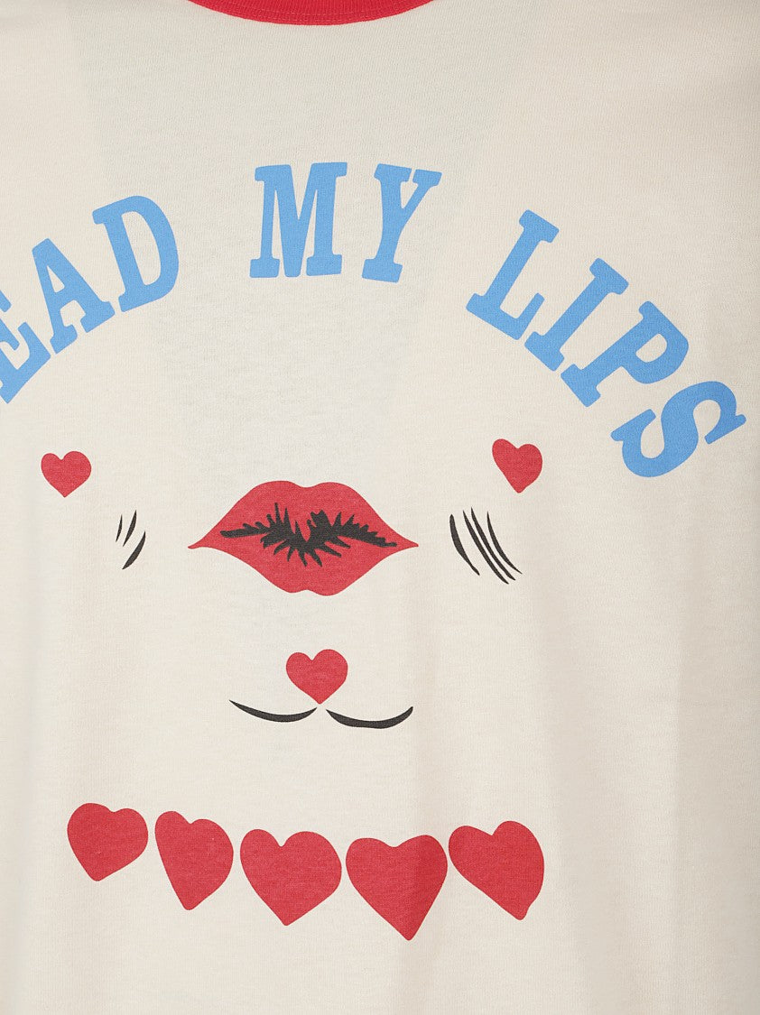 Valentino Garavani Cream Cotton T-Shirt With Playful Graphic Print