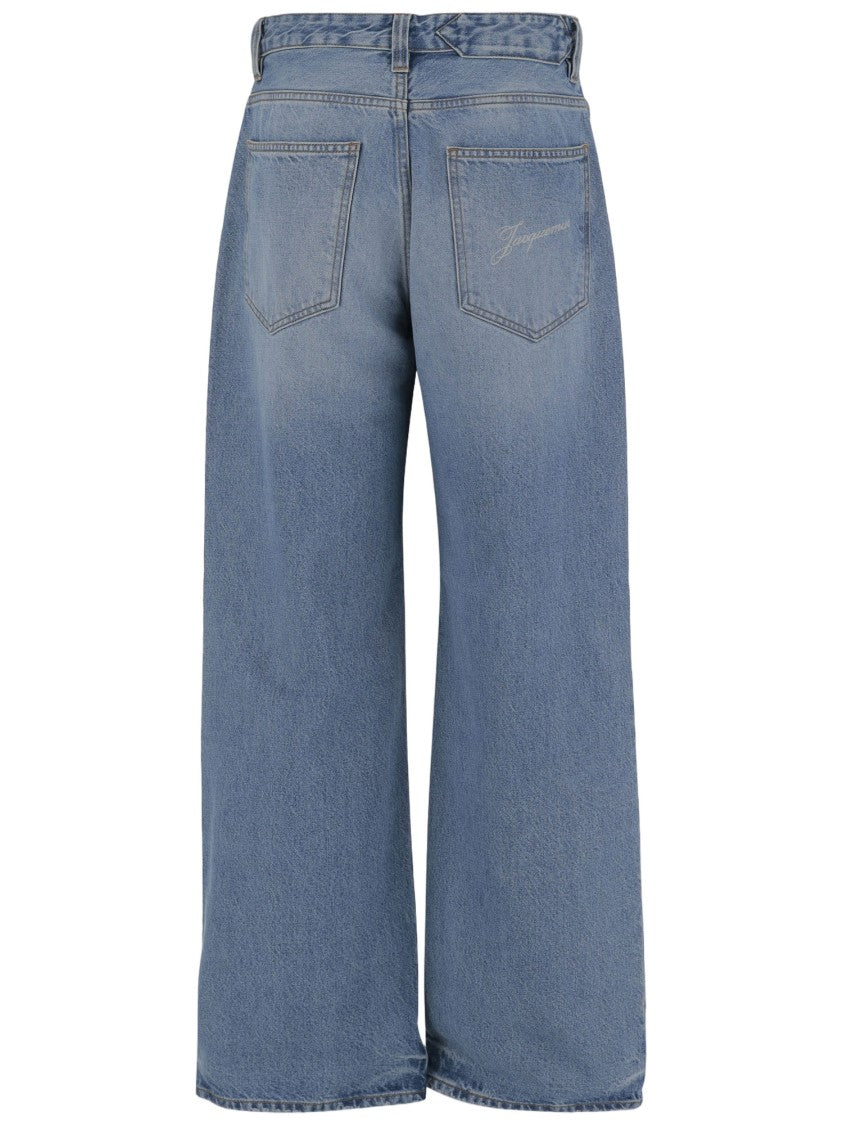 Jacquemus Wide-Leg Jeans In Light Blue Cotton Denim