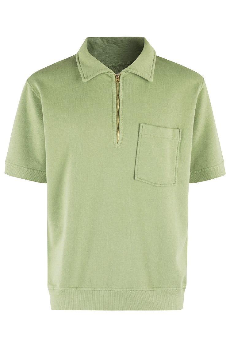 Fortela Polo Collar Zip-Up Sweatshirt With Patch Pocket