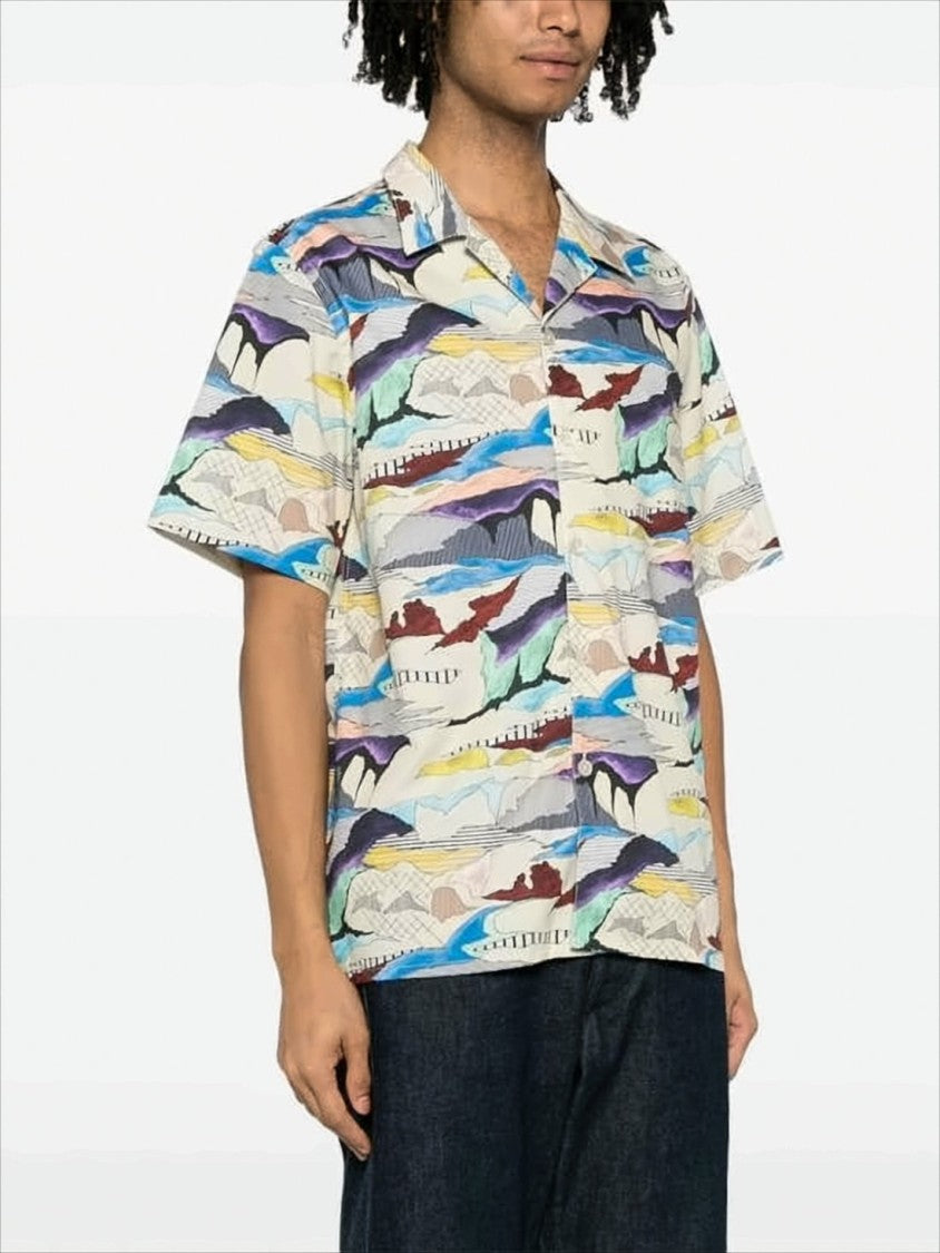Paul Smith Short-Sleeve Camp Collar Shirt With Abstract Pattern