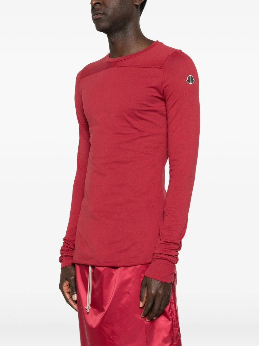 Moncler X Rick Owens Red Knitted Girder Long-Sleeve T-Shirt