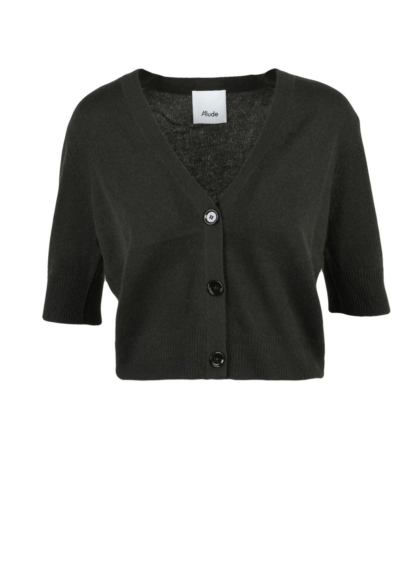 Allude Green Cropped Cashmere Cardigan