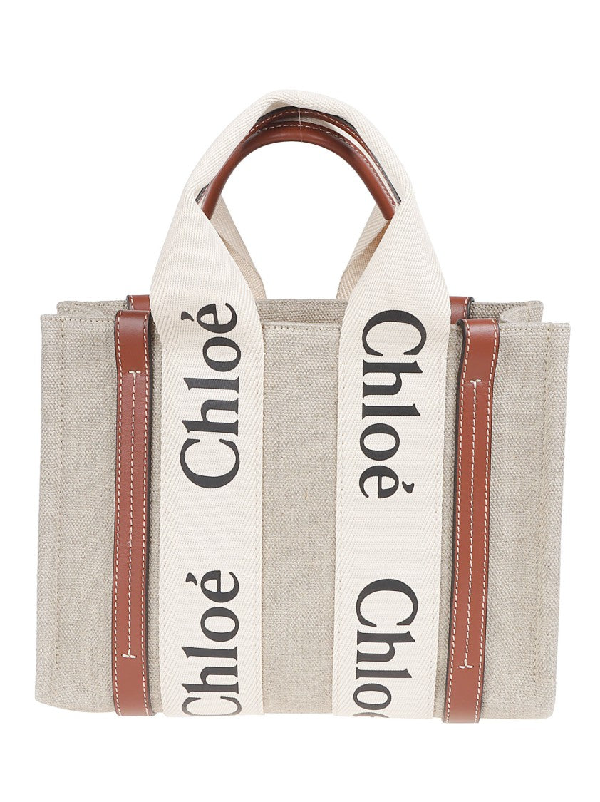 Chloé Textured Fabric Tote Bag With Leather Accents