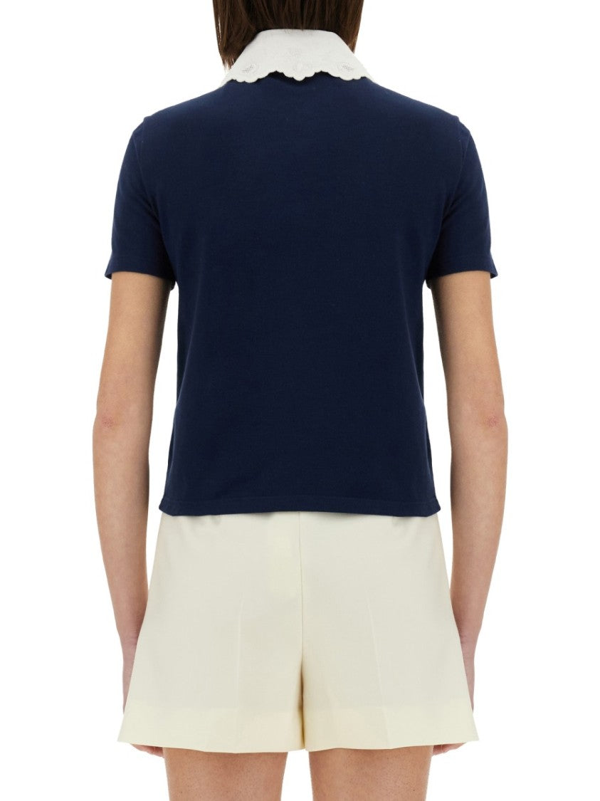 Valentino Embroidered Cotton Sweatshirt Polo Shirt
