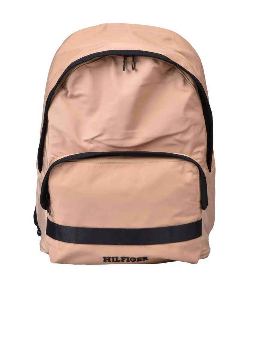 Tommy Hilfiger Beige Nylon Backpack With Sustainable Design And Functional Features