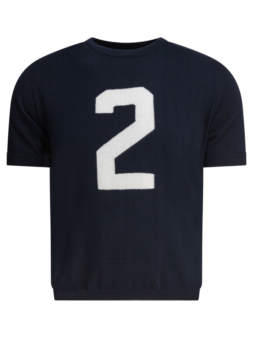 Rakki' Cropped Blue T-Shirt With Ribbed Neckline