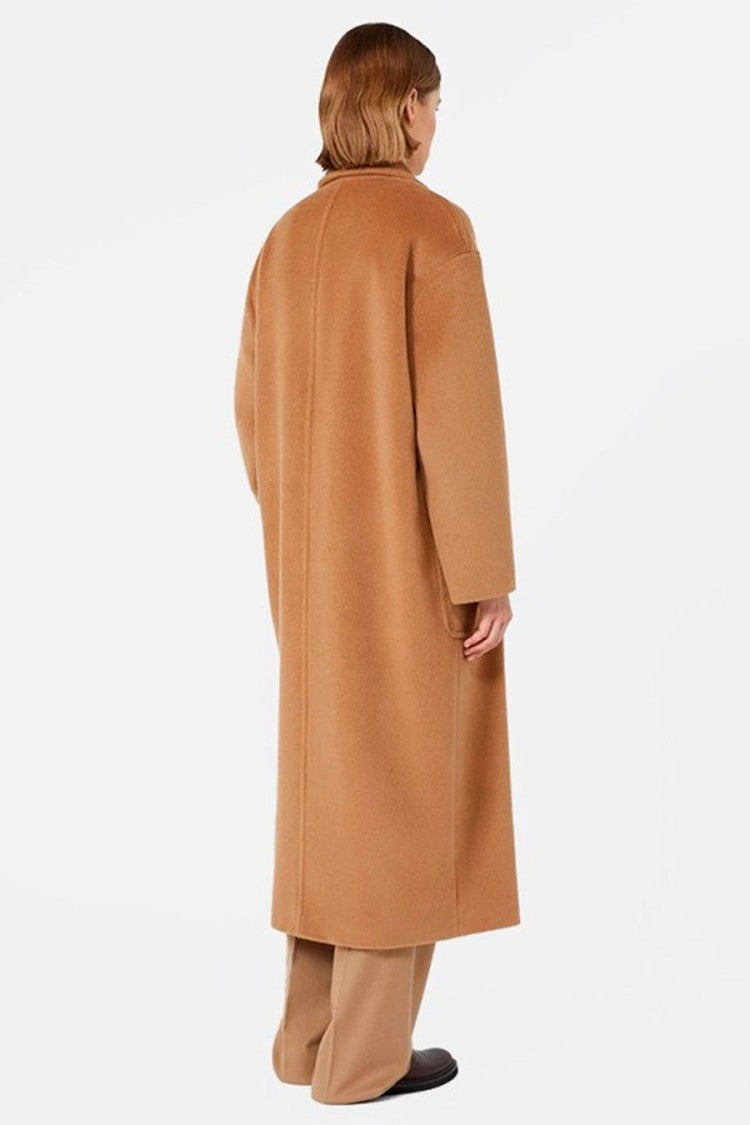 Max Mara Camel Mstgiambo Open-Front Virgin Wool Coat