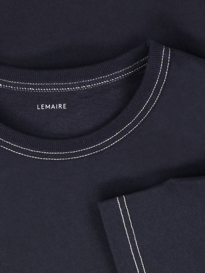 Lemaire Black Crew Neck Contrast Stitch T-Shirt