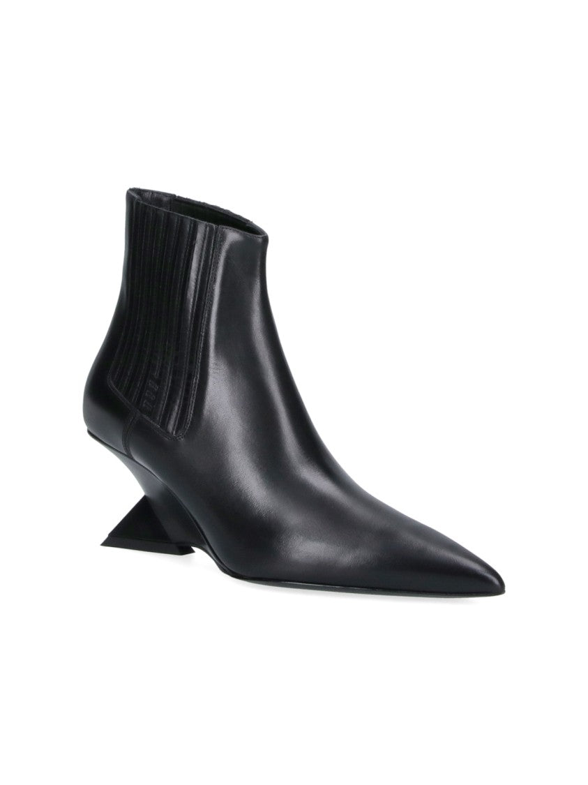 The Attico Ankle Boots With Geometric Heel And Pointed Toe