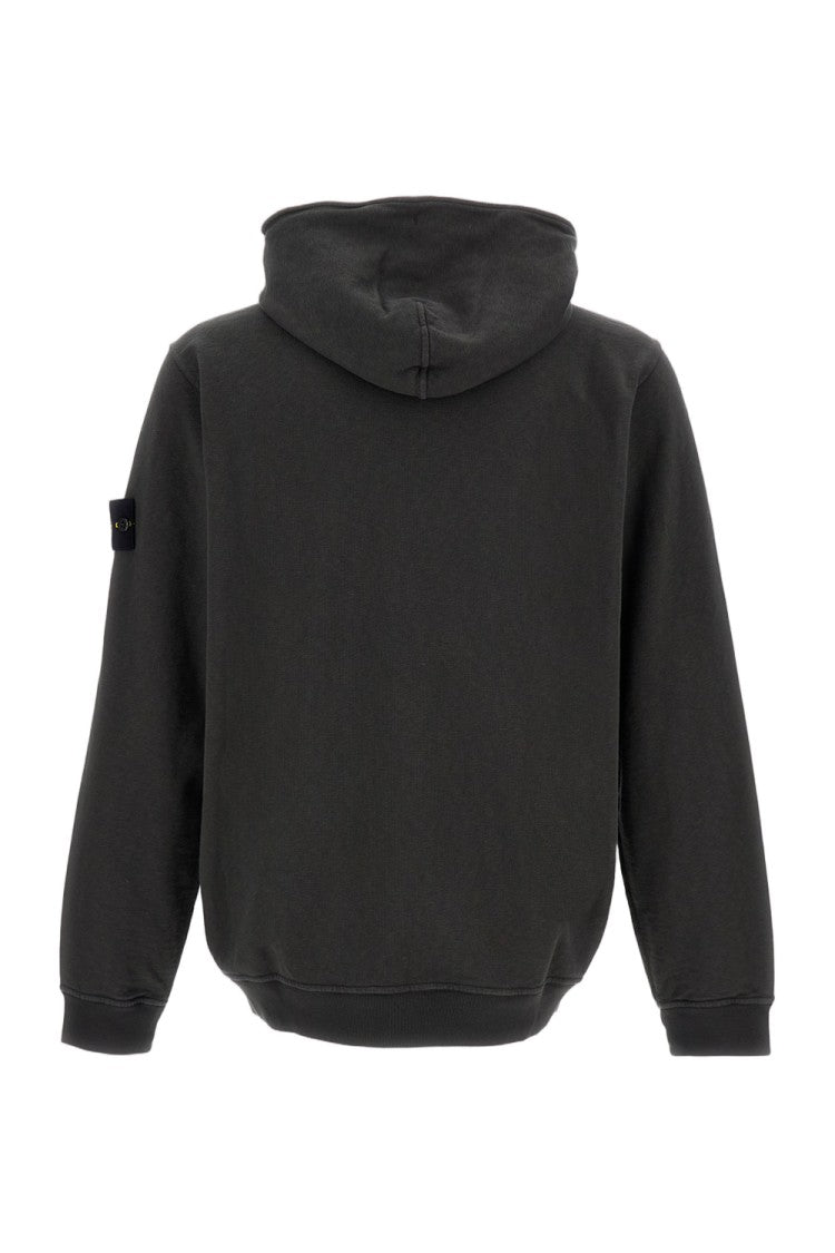 Stone Island Diagonal Fleece Hooded Sweatshirt With Iconic Badge