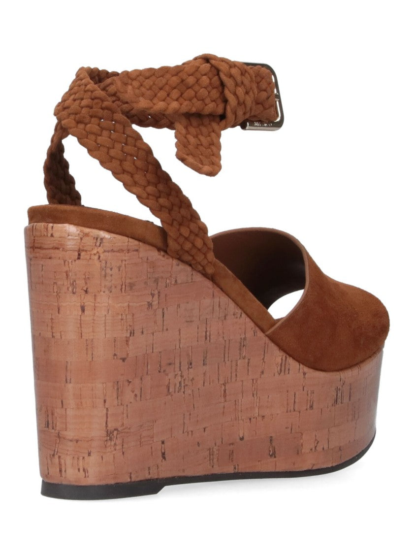 Jimmy Choo "Jori 100" Wedge Sandals – Brown