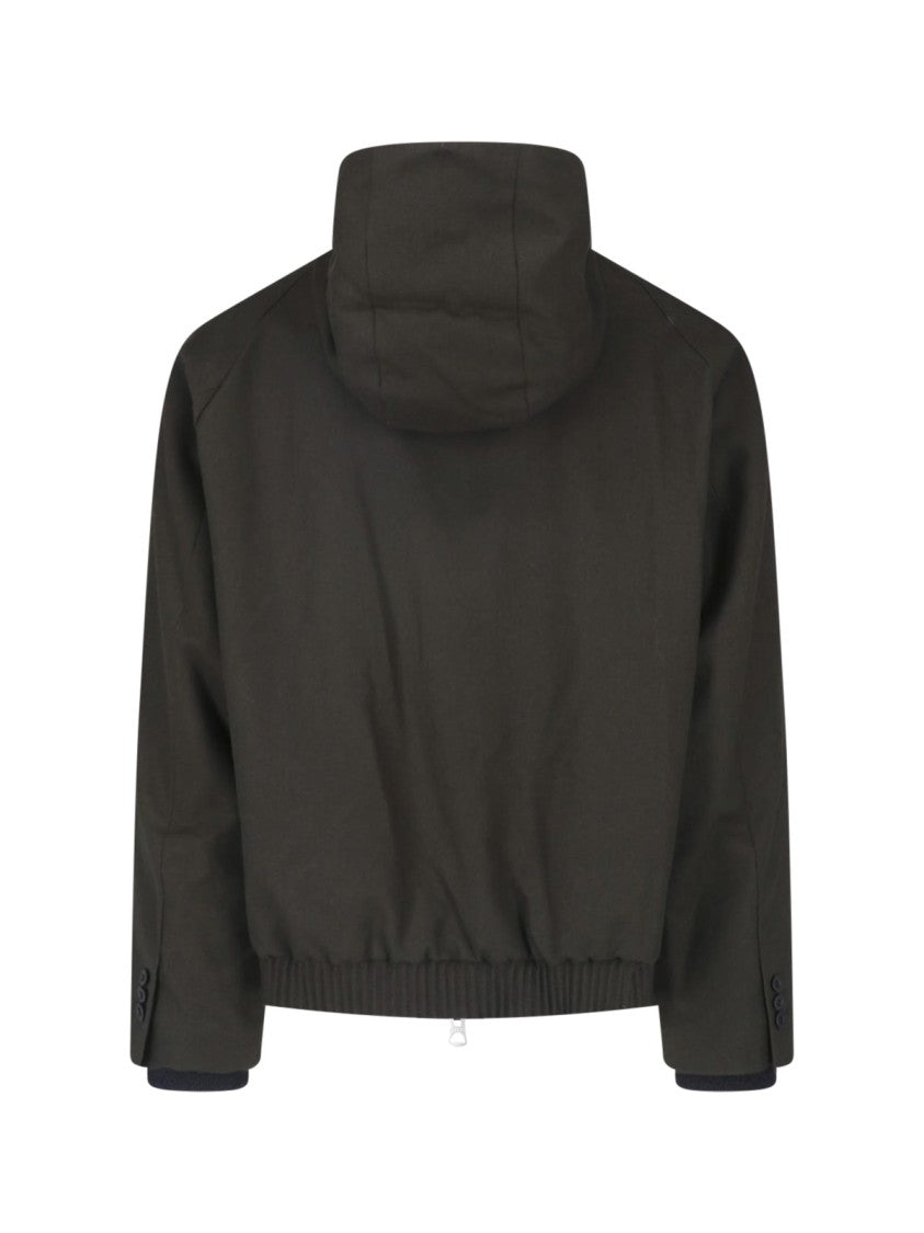 Sacai Cropped Boxy Jacket With High Collar And Hood