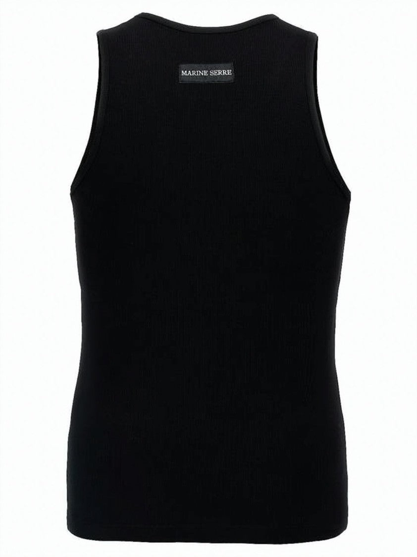 Marine Serre Ribbed Sleeveless Tank Top With Fitted Silhouette