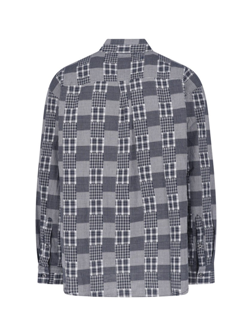 Erl Blue White Checkered Cotton Casual Shirt