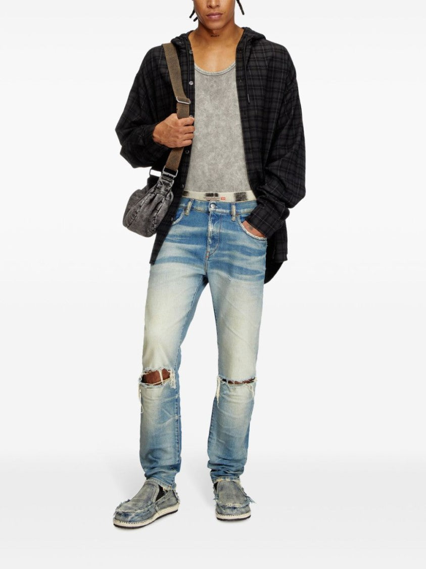Diesel Powder Blue Tapered Jeans With Classic Five-Pocket Design