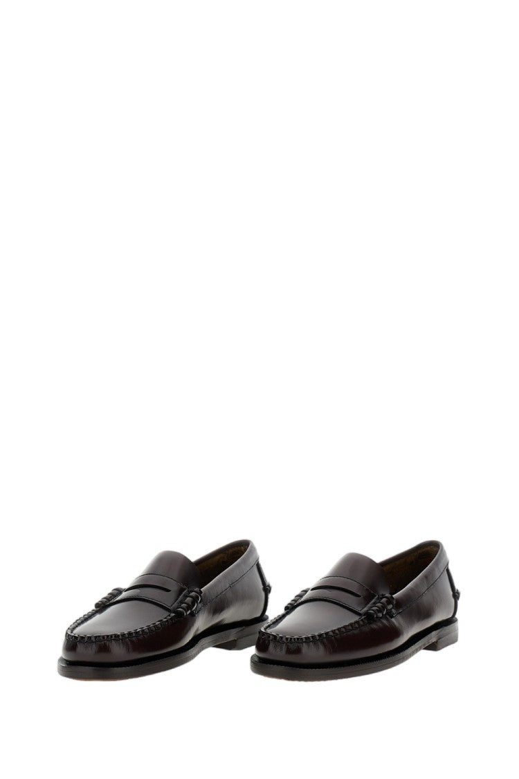 Sebago Burgundy Brown Classic Dan Full-Grain Leather Penny Loafers