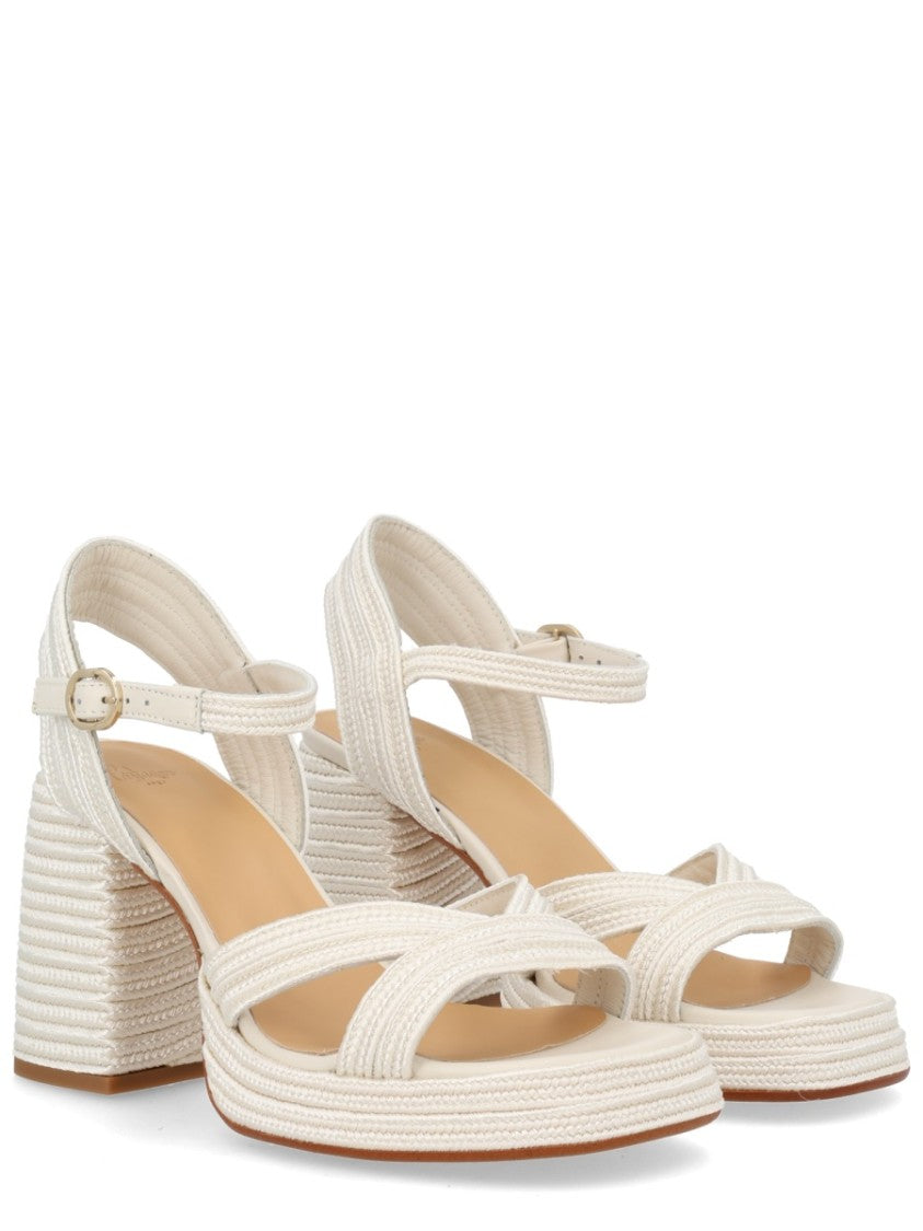 Castaner Neutrals Valley Crisscross Metallized Polyester Sandals