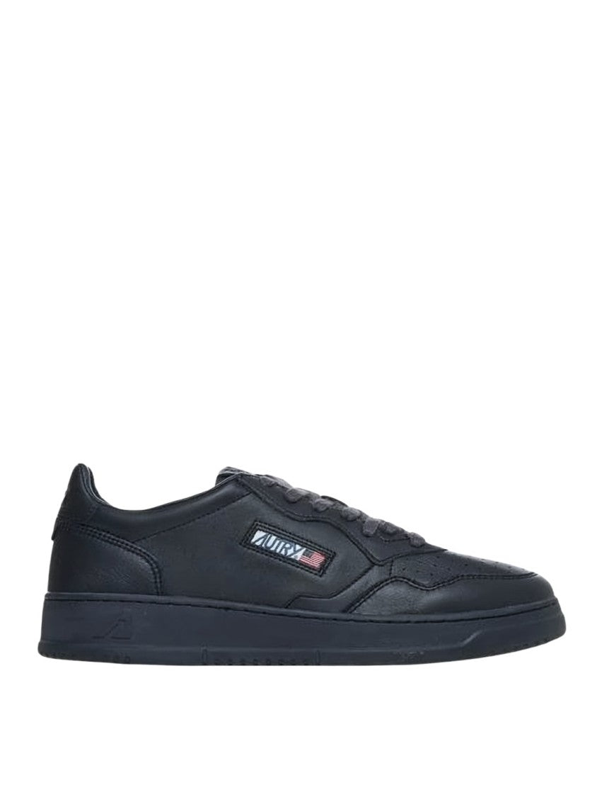 Autry Monochromatic Leather Low-Top Sneakers With Branded Patch