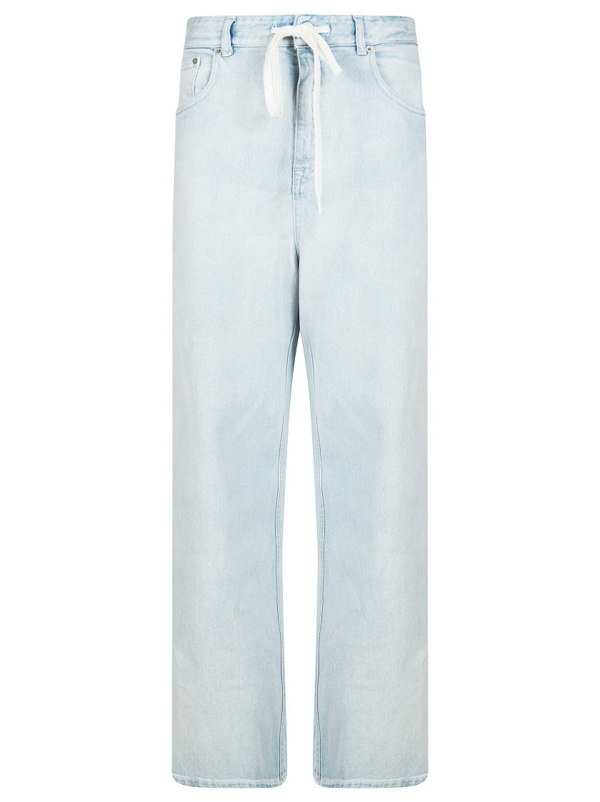 Mm6 By Maison Margiela Light Wash Blue Drawstring Denim Jeans