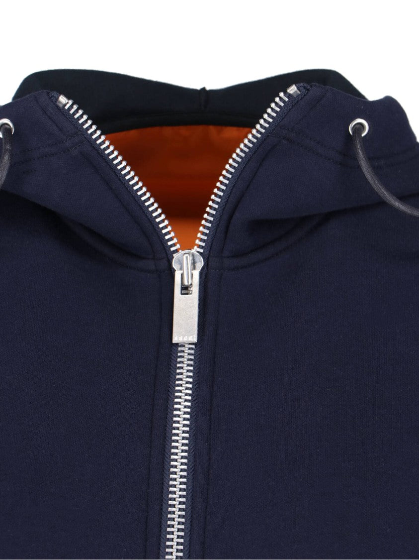 Sacai Navy/Green Double Zip Fabric Hoodie