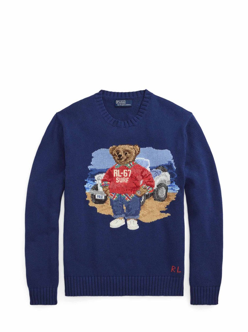 Polo Ralph Lauren Intarsia-Knit Crewneck Sweater With Polo Bear Design