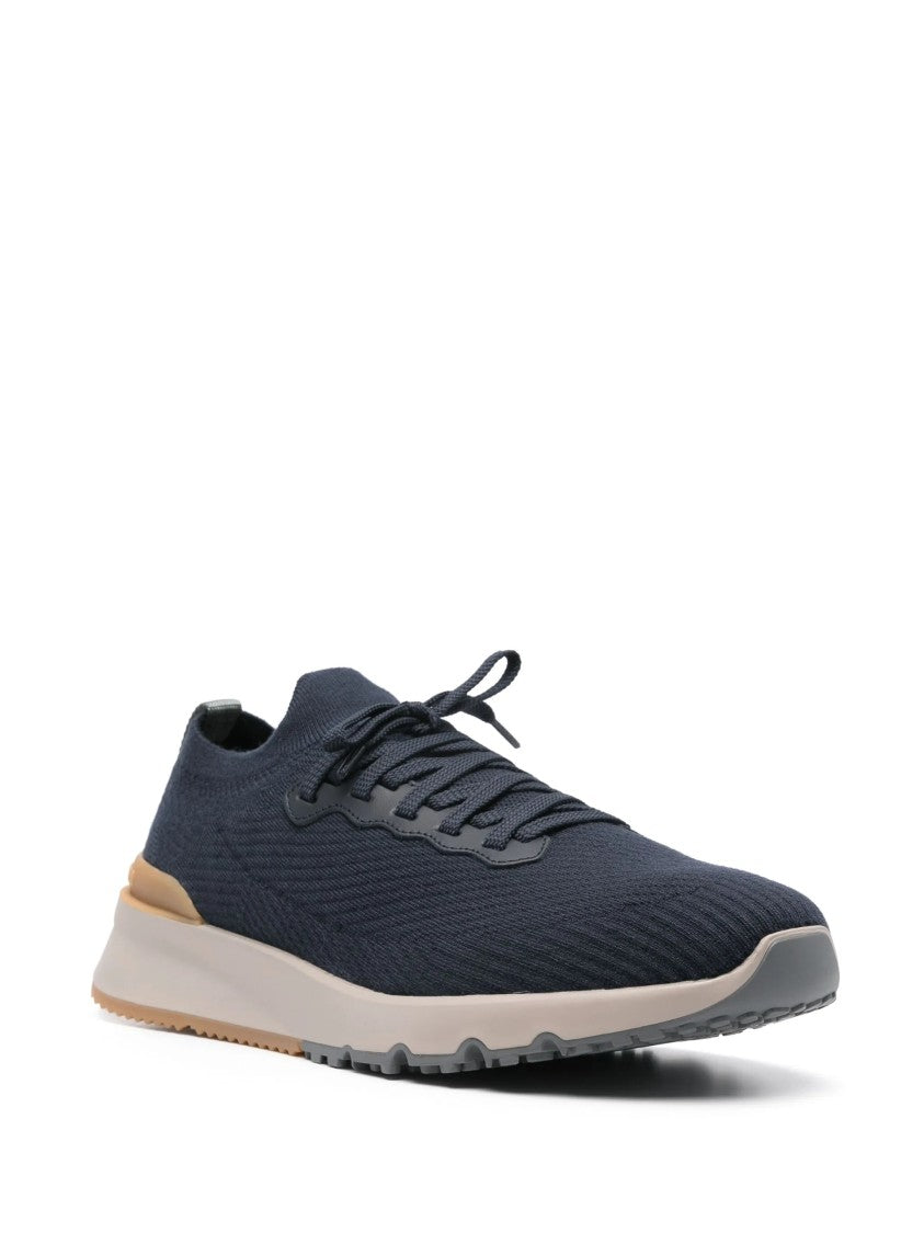 Brunello Cucinelli Textured Knit Sneakers With Streamlined Silhouette