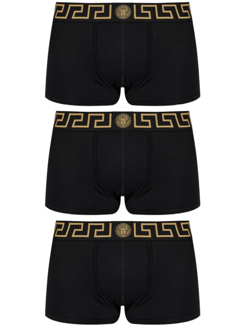 Versace Gold Emblem Cotton-Blend Boxer Briefs