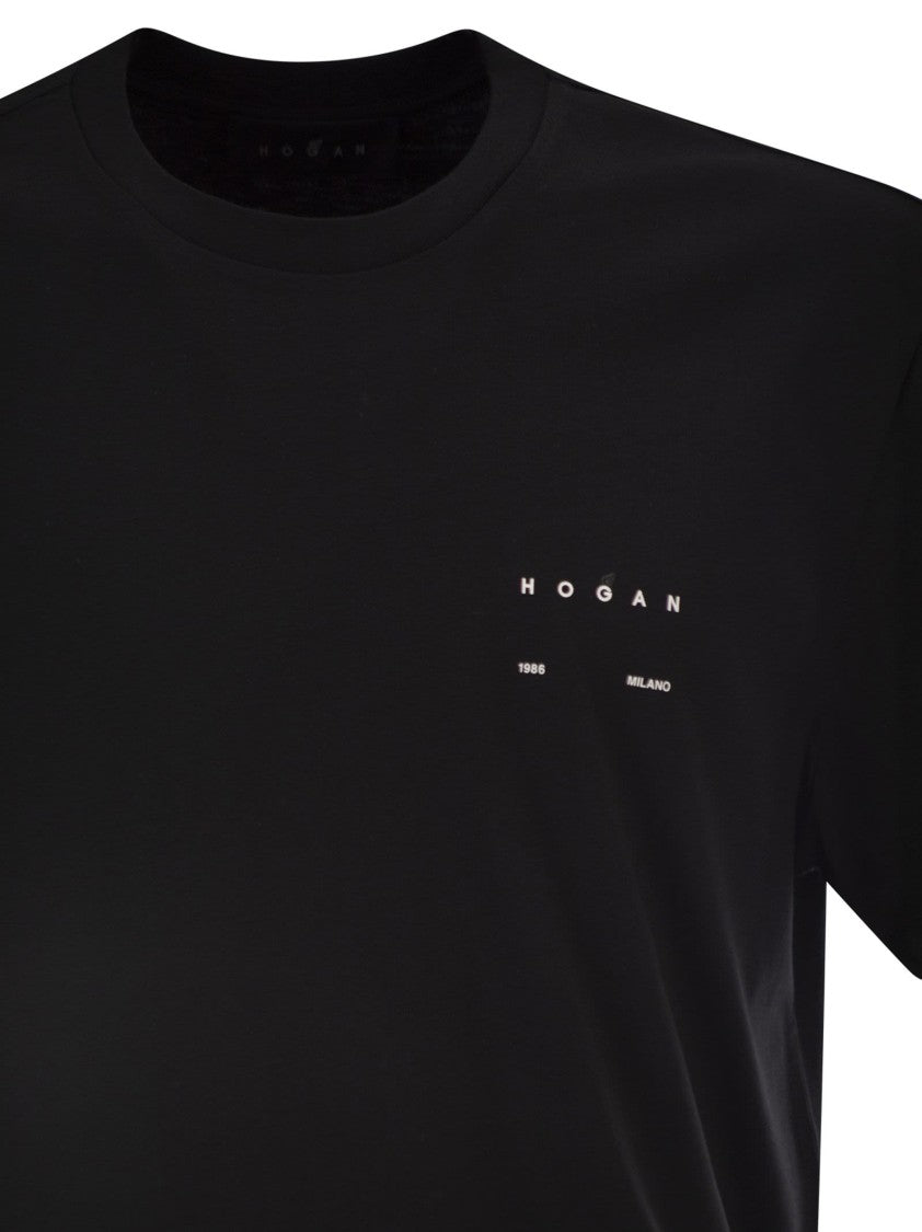 Hogan Crew Neck Cotton Jersey T-Shirt With Contrasting Logo