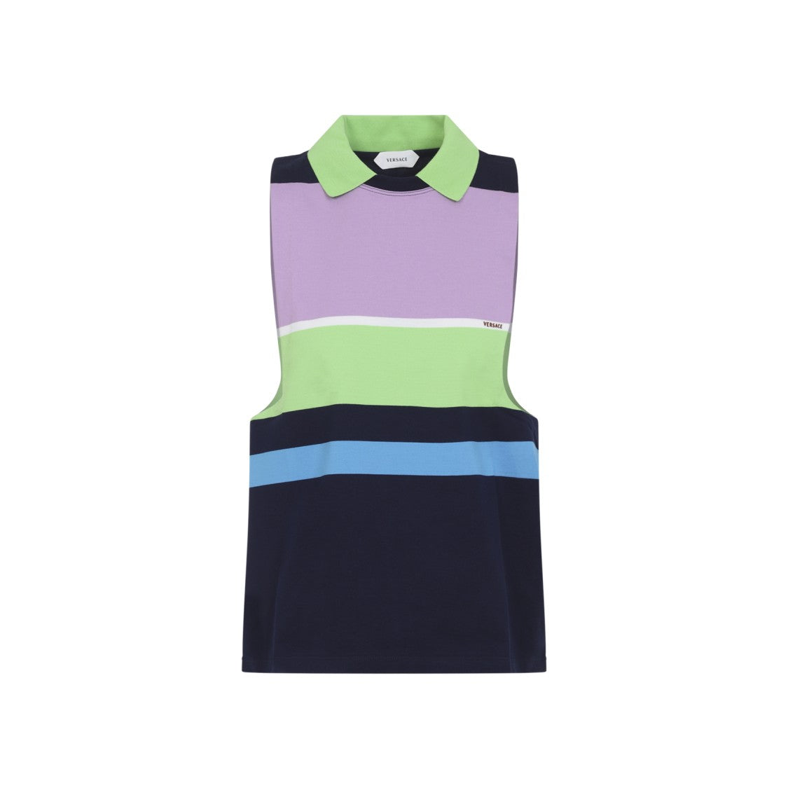Versace Color-Block Sleeveless Top With Contrasting Collar