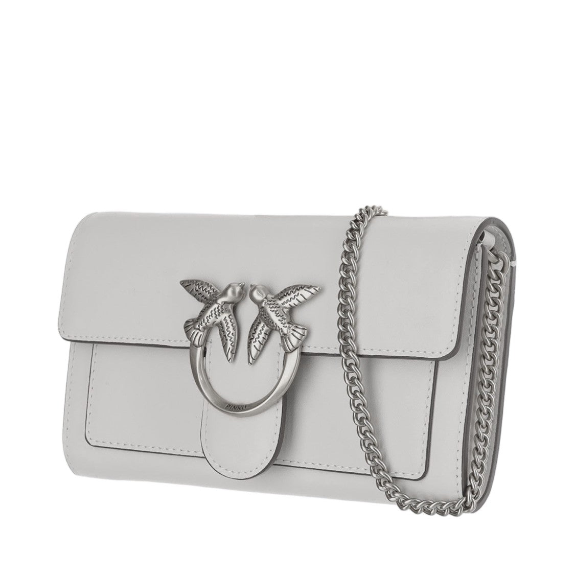 Pinko Love Simply White Leather Chain Wallet